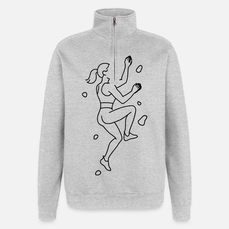 Bouldering Silhouette | Minimalist climber - Quarter-Zip Sweatshirt - heather grey