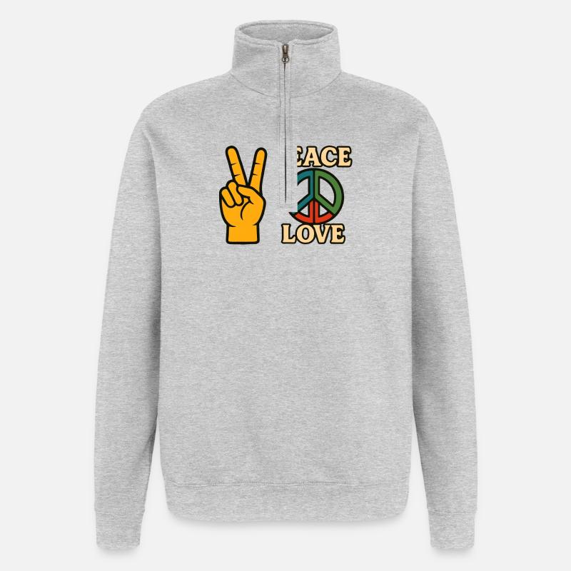 Peace and Love Icon Peace Tee - Quarter-Zip Sweatshirt - heather grey