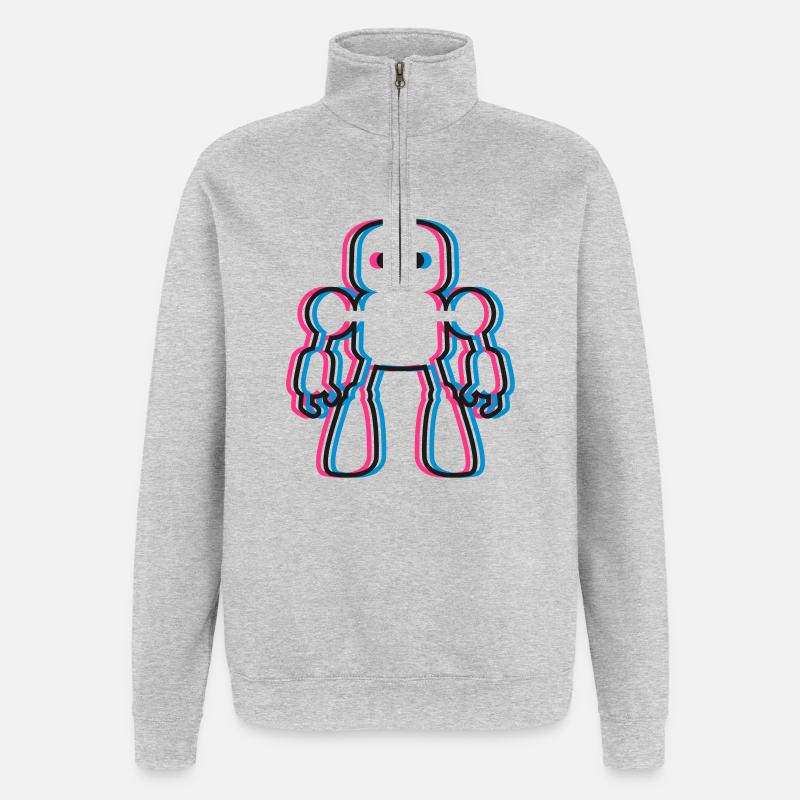 Robot 3D Effect AI Sci-Fi - Quarter-Zip Sweatshirt - heather grey