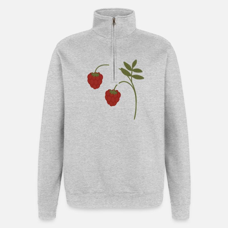 Himbeeren - Quarter-Zip-Sweatshirt - Grau meliert