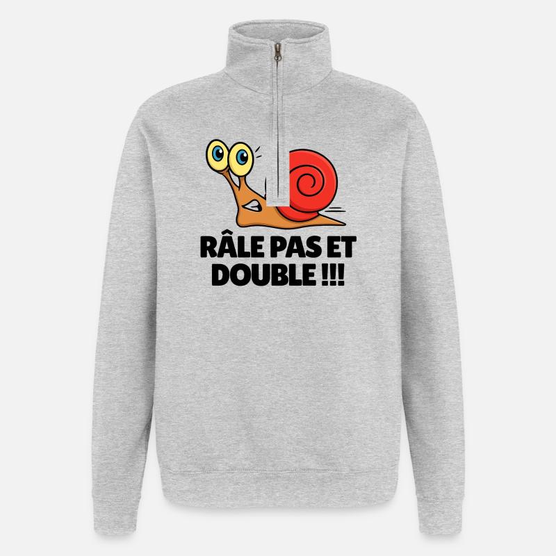 Step-moan and double - Quarter-Zip Sweatshirt - heather grey