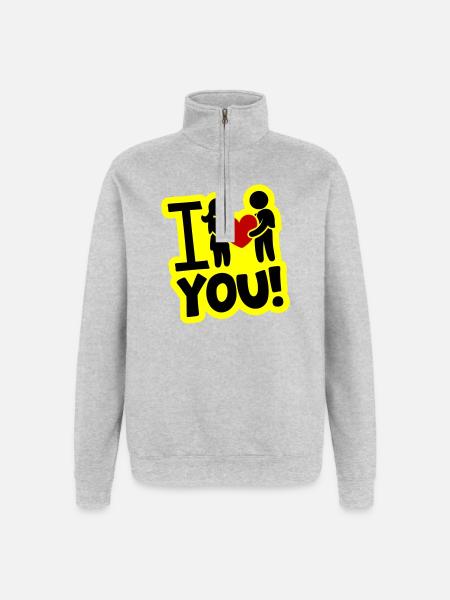 Ich Liebe Dich Liebesbeweis - Quarter-Zip-Sweatshirt - Grau meliert