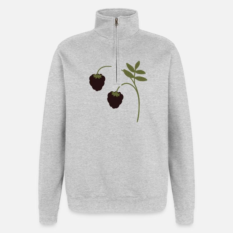 Brombeeren - Quarter-Zip-Sweatshirt - Grau meliert