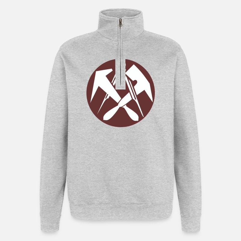 51164_Dachdecker, emblème de guilde, armoiries professionnelles - Sweat à zip 1/4 - gris chiné