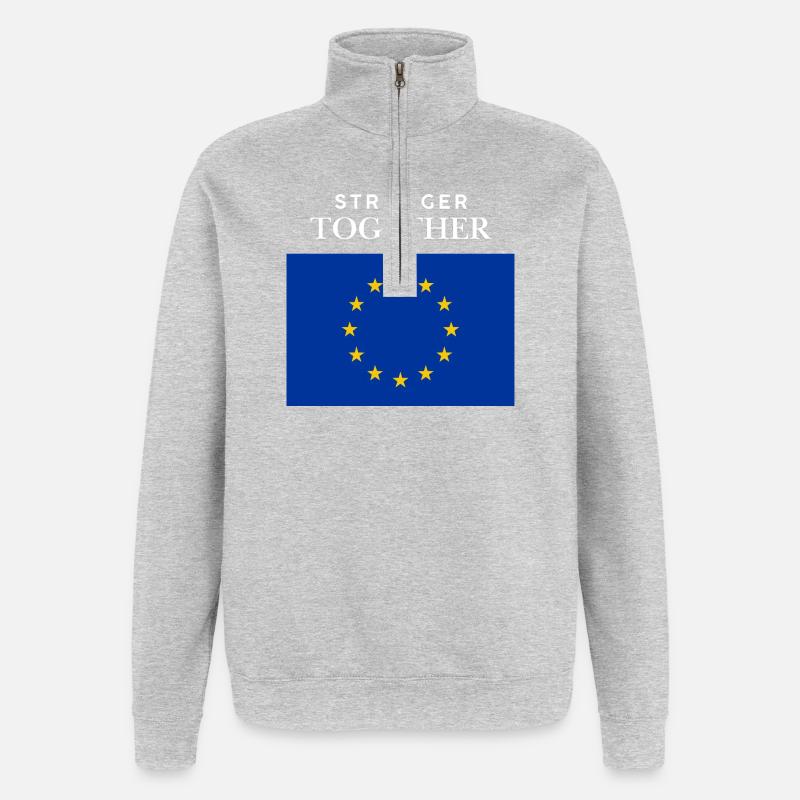 Drapeau européen fort ensemble - Sweat à zip 1/4 - gris chiné