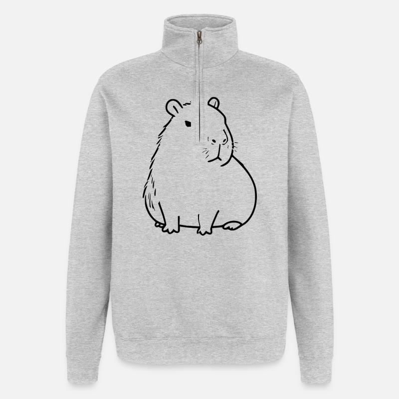 Capybara capybara black - Quarter-Zip Sweatshirt - heather grey