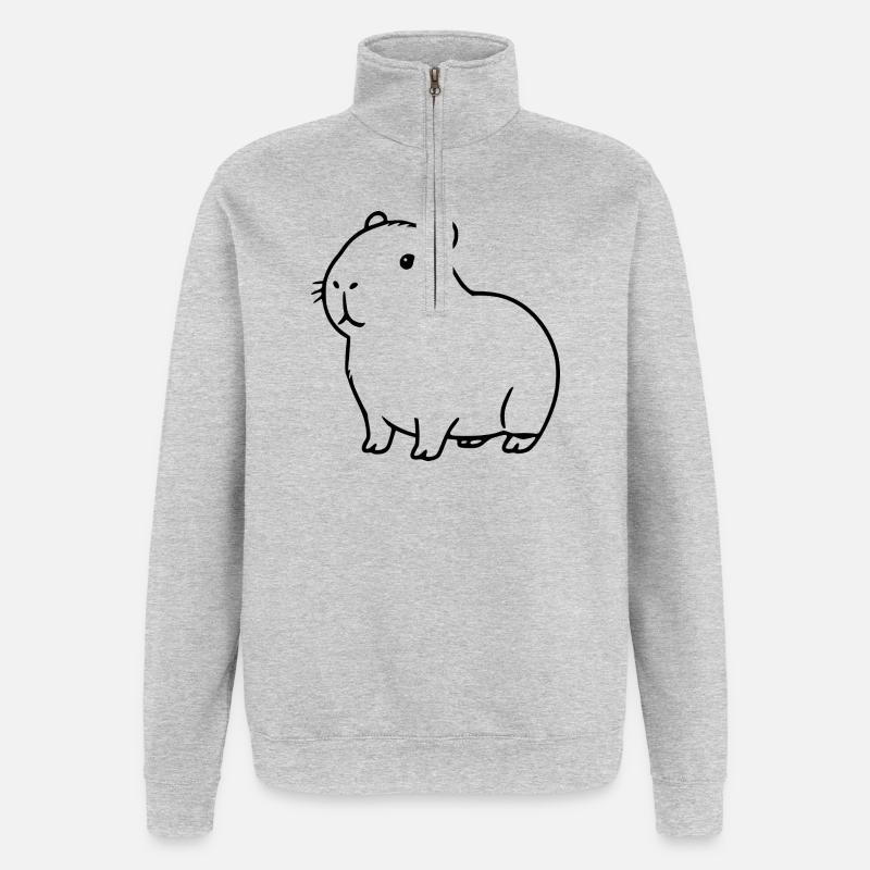 Capybara capybara noir - Sweat à zip 1/4 - gris chiné