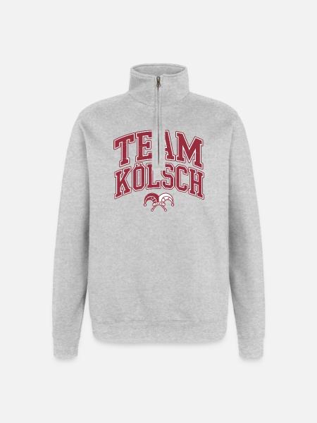 Team Kölsch - Karneval Kostüm - Quarter-Zip-Sweatshirt - Grau meliert