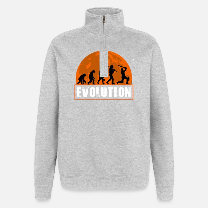 Evolution of Cricket Player Batsman Silhouette - Quarter-Zip Sweatshirt - heather grey