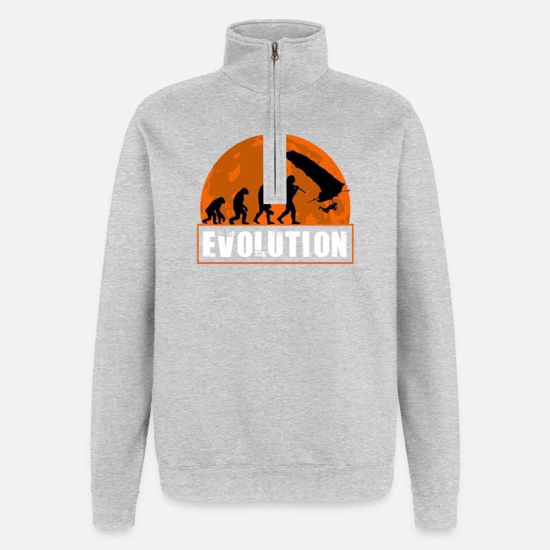 Entwicklung des Hanggliderpilot-Sunset-Designs - Quarter-Zip-Sweatshirt - Grau meliert