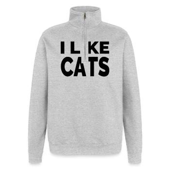 Katzen - Quarter-Zip-Sweatshirt - Grau meliert - Vorne - AI Model Female 172 light (172cm) & AI Model Male 178 dark (178cm)