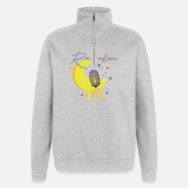 Ramadan - Sweat à zip 1/4 - gris chiné