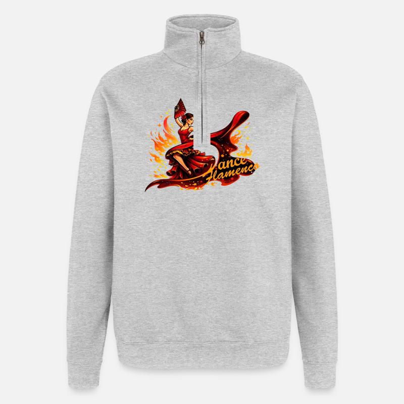 Flamenco dancer with fire and fan - Quarter-Zip Sweatshirt - heather grey