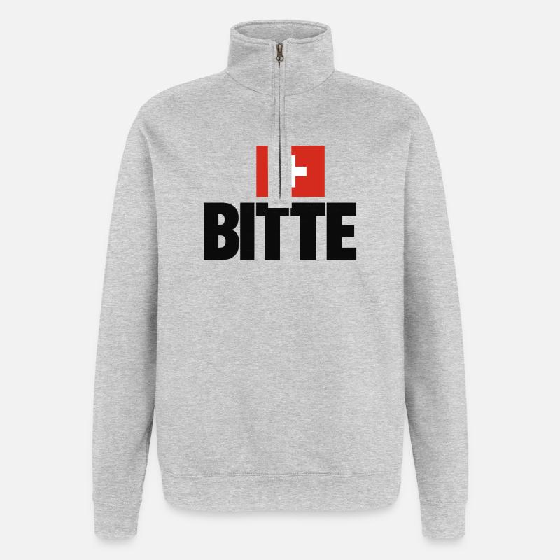 Swiss Bite Chart - Sweatshirt med 1/4 lynlås - grå meleret