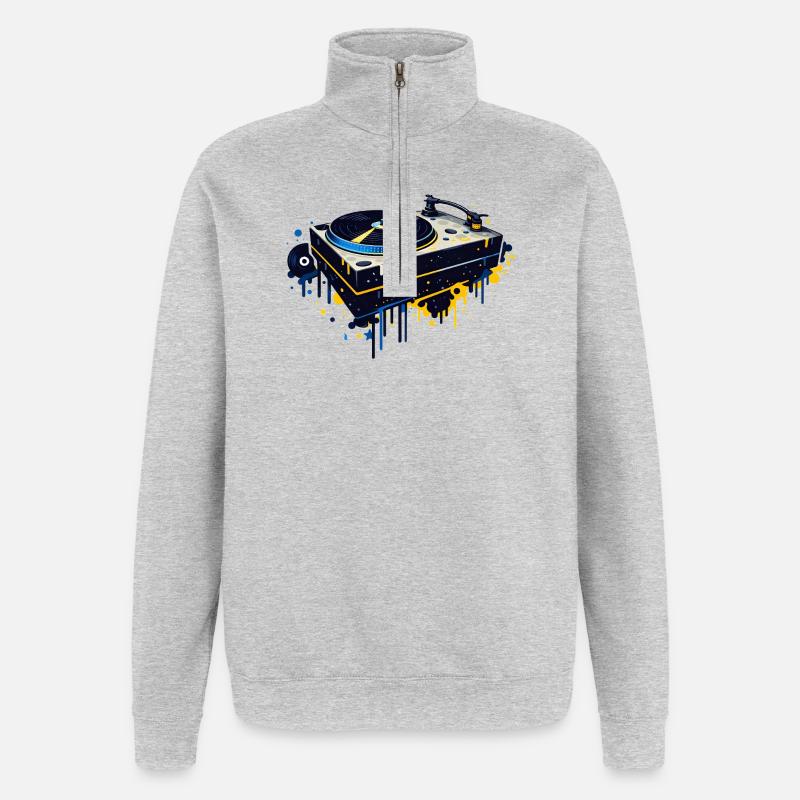 Conception de platines graffiti - Sweat à zip 1/4 - gris chiné