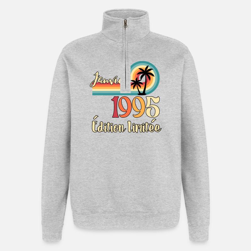 Janvier 1995 – Édition limitée rétro - Sweat à zip 1/4 - gris chiné