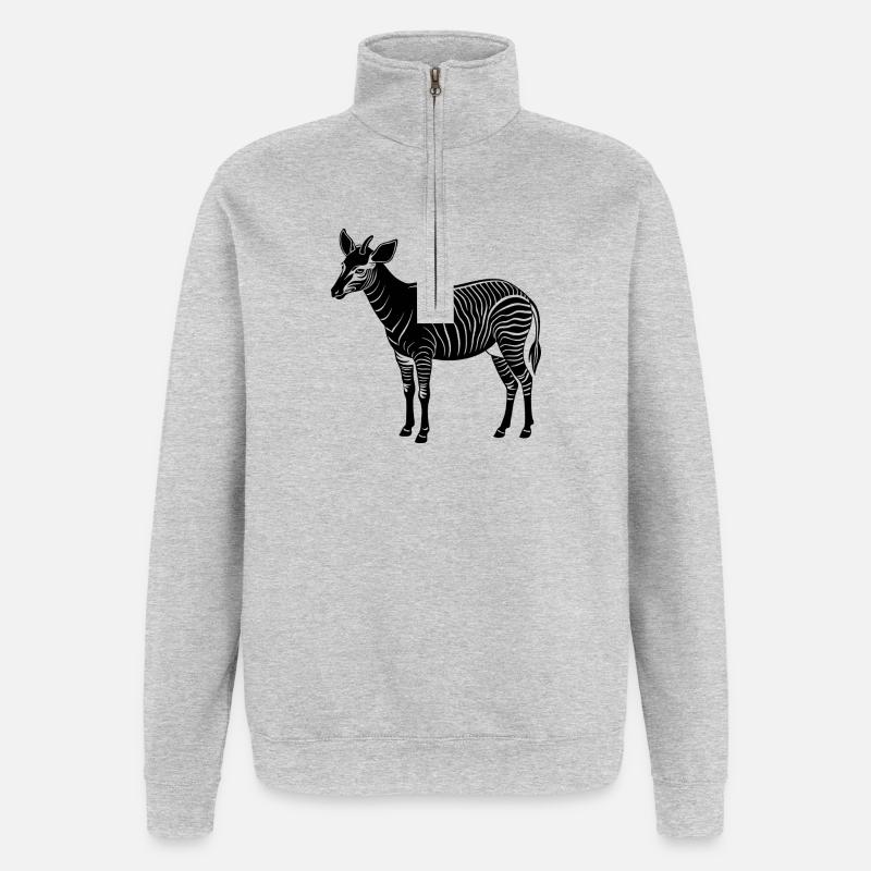 Okapi - Sweat à zip 1/4 - gris chiné