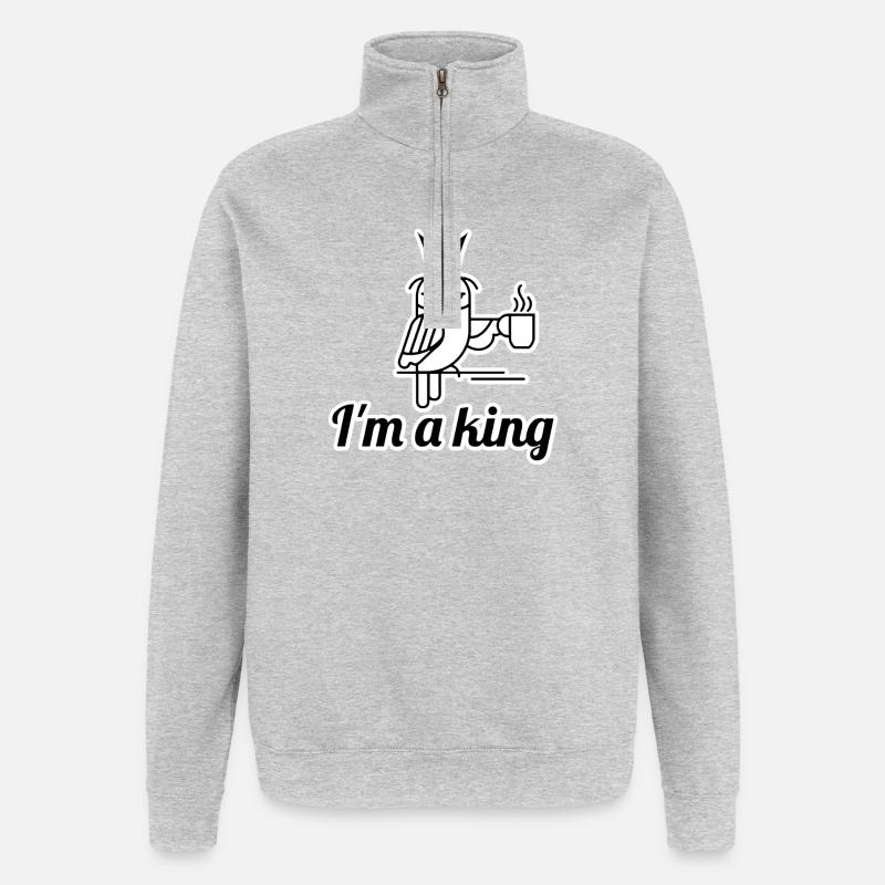 Eulenkönig-Kaffee - Quarter-Zip-Sweatshirt - Grau meliert