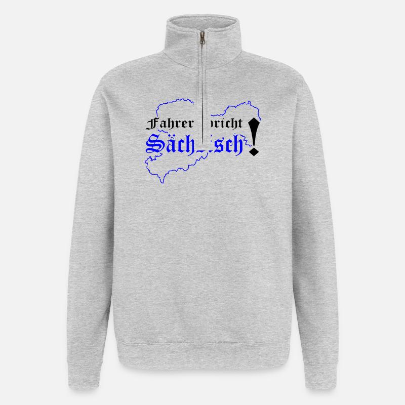 Dialecte saxon saxon de Saxe - Sweat à zip 1/4 - gris chiné
