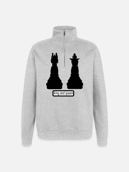 king_and_queen - Quarter-Zip-Sweatshirt - Grau meliert