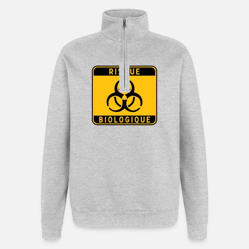 panneau_RISQUE_BIOLOGIQUE_31 - Sweat à zip 1/4 - gris chiné
