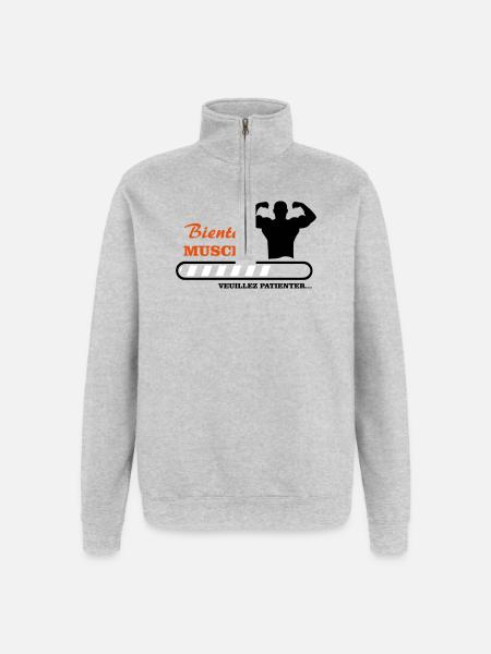 Bientôt musclé  - Sweat à zip 1/4 - gris chiné