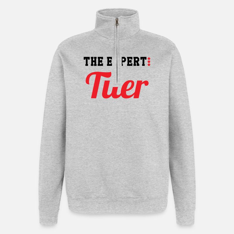 Expert carreleur – pro carrelage pose précision  - Sweat à zip 1/4 - gris chiné