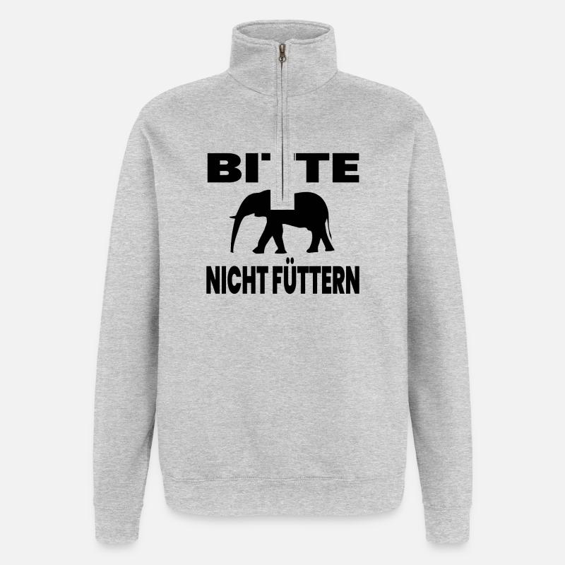 Elefanten - Quarter-Zip-Sweatshirt - Grau meliert