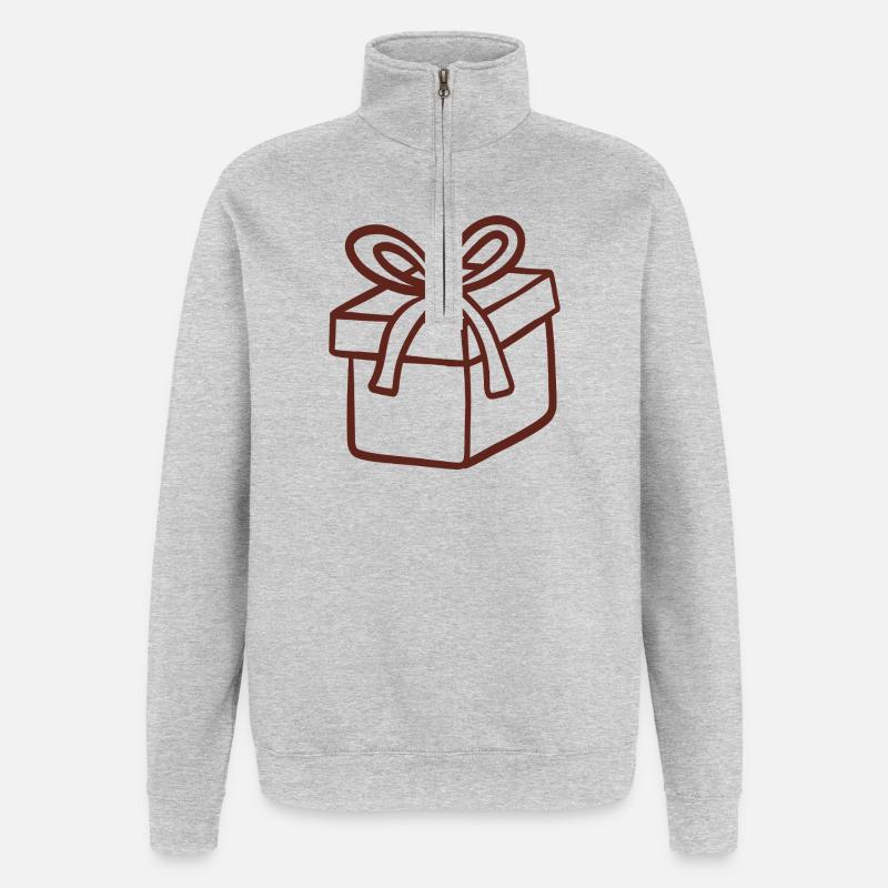 Rustic Hand-Drawn Gift Box - Quarter-Zip Sweatshirt - heather grey