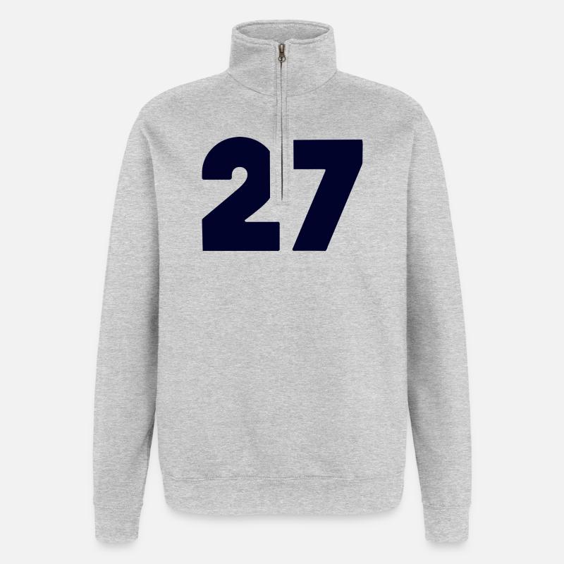 Fett 27 Numerisches Emblem - Quarter-Zip-Sweatshirt - Grau meliert