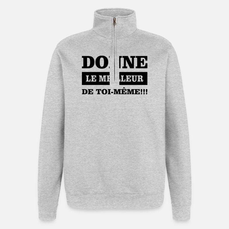 Gib dein Bestes - Quarter-Zip-Sweatshirt - Grau meliert