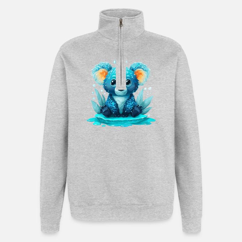 Kobalter Koala Wasserwelt - Quarter-Zip-Sweatshirt - Grau meliert