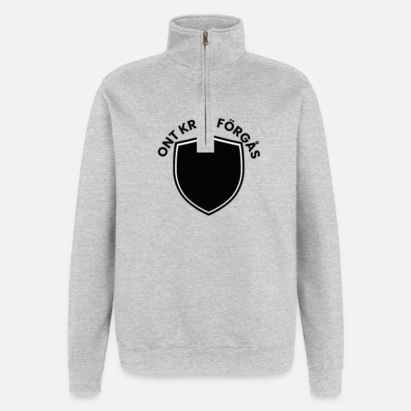 Emblème de bouclier minimal - Sweat à zip 1/4 - gris chiné