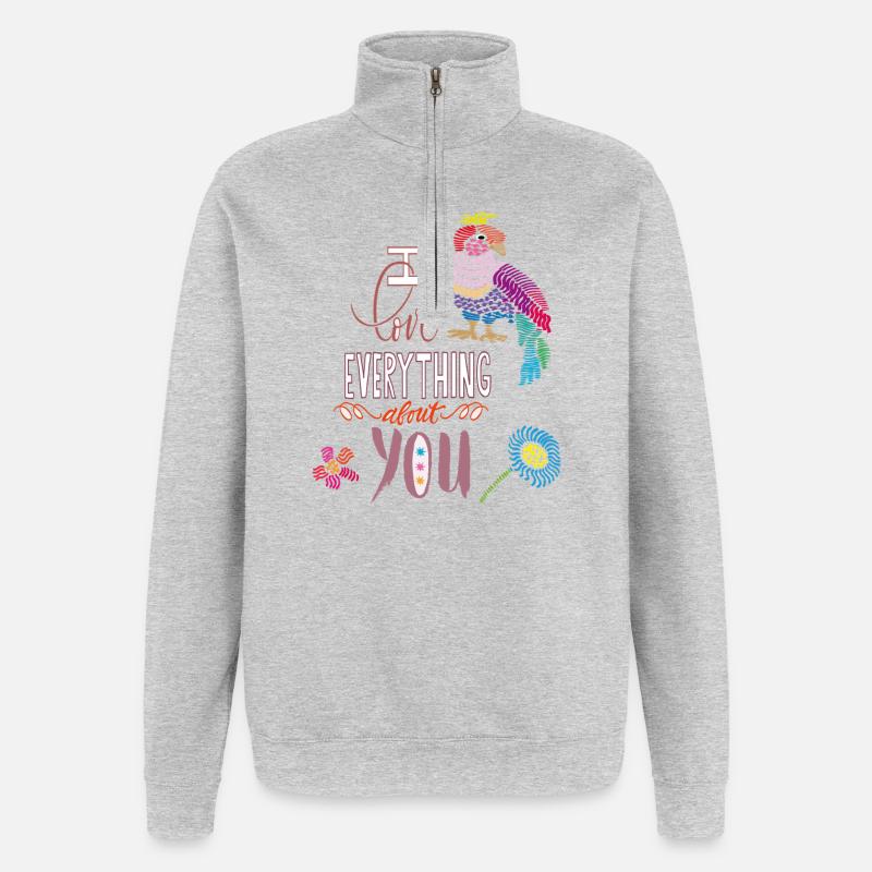 Ich liebe alles an Dir  - Quarter-Zip-Sweatshirt - Grau meliert
