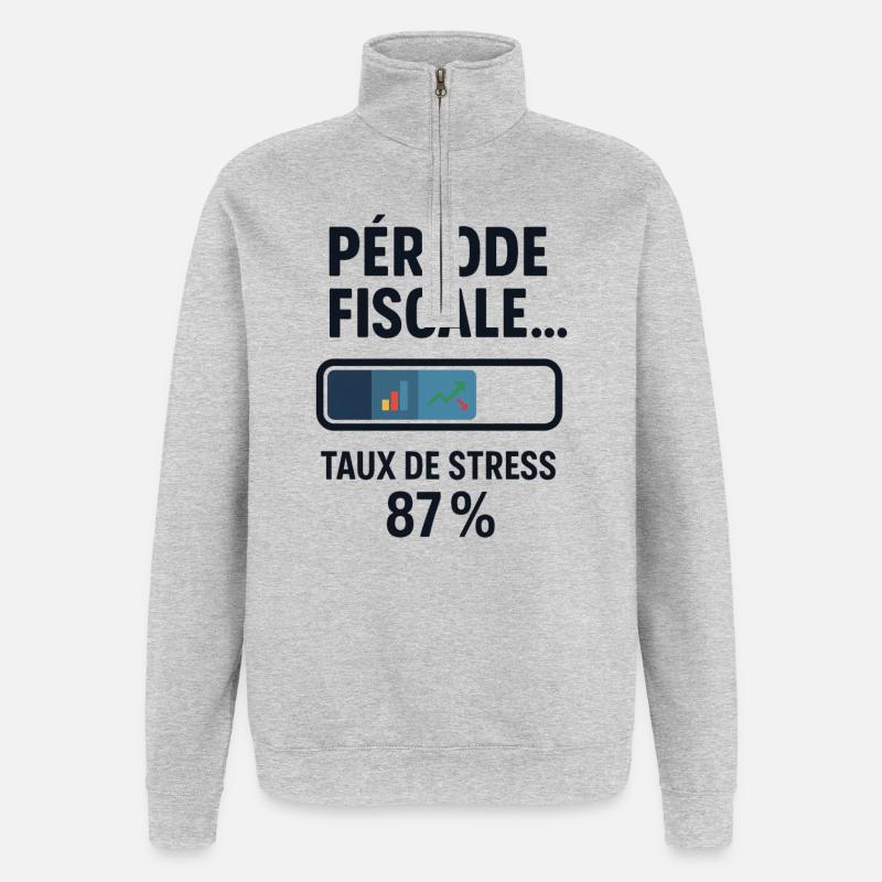 Fiscal period: slow loading, fast coffee - Quarter-Zip Sweatshirt - heather grey