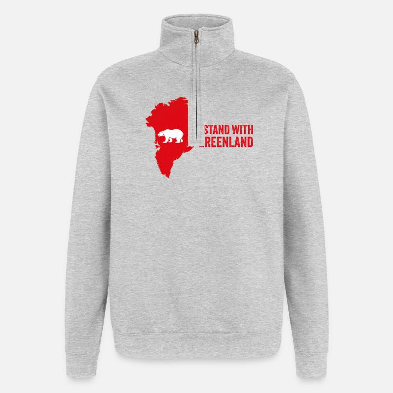 Ours polaire de solidarité du Groenland - Sweat à zip 1/4 - gris chiné