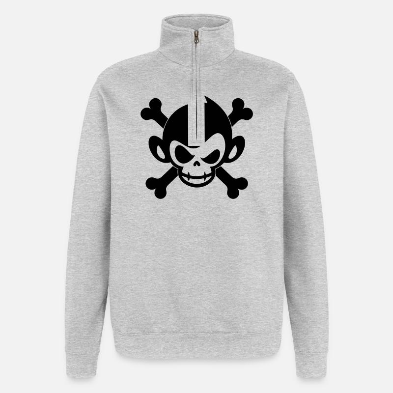 Skull Monkey Pirate Icon - Quarter-Zip Sweatshirt - heather grey