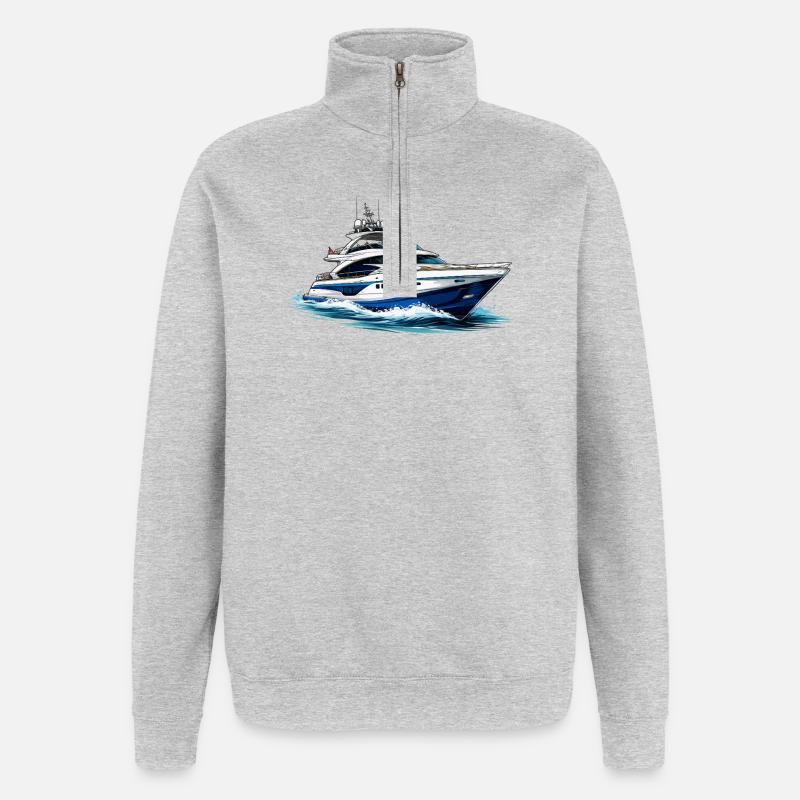Yacht de luxe dans un tourbillon - Sweat à zip 1/4 - gris chiné