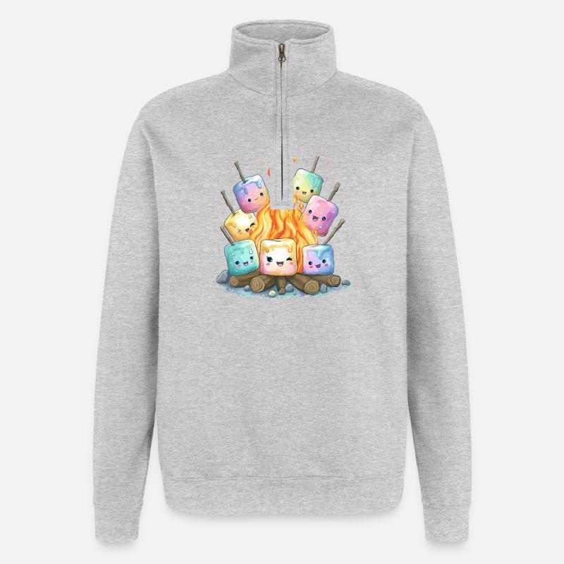 Campfire Marshmallows Fun - Quarter-Zip Sweatshirt - heather grey