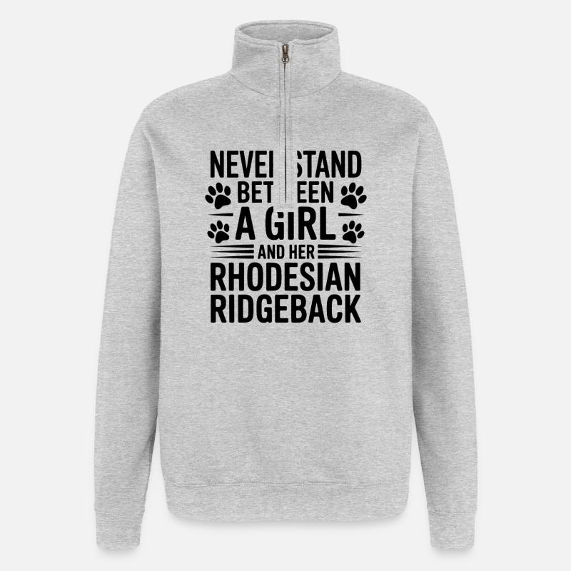 Rhodesian Ridgeback Sprüche Lustiges Hund Geschenk - Quarter-Zip-Sweatshirt - Grau meliert