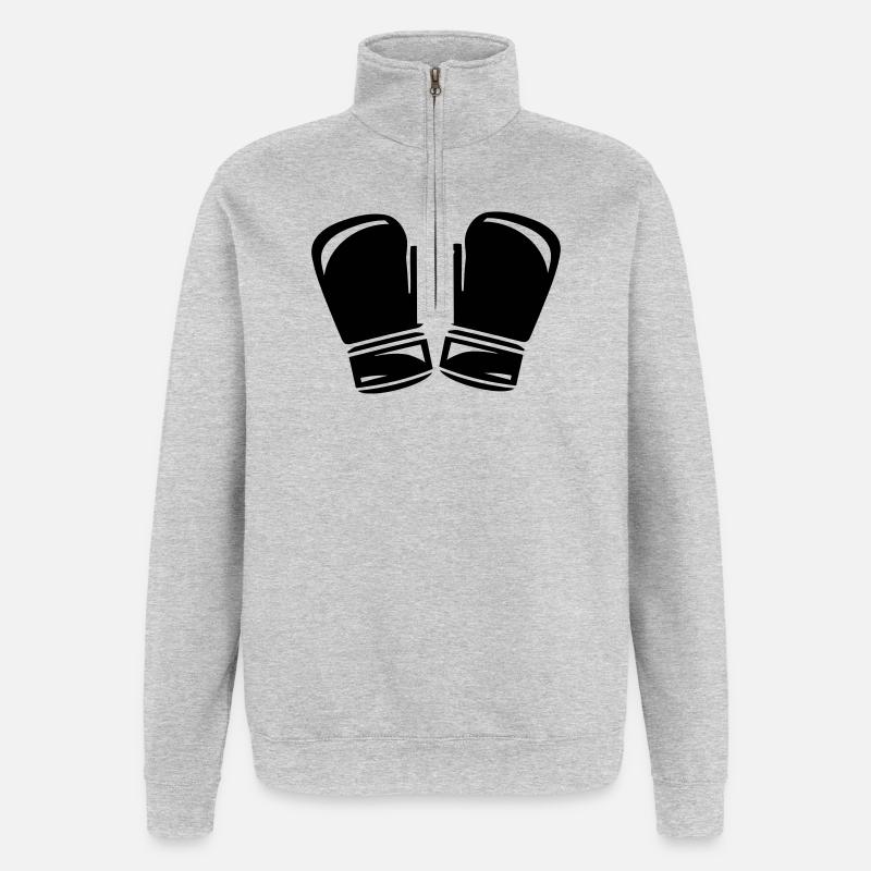 boxe - Sweat à zip 1/4 - gris chiné