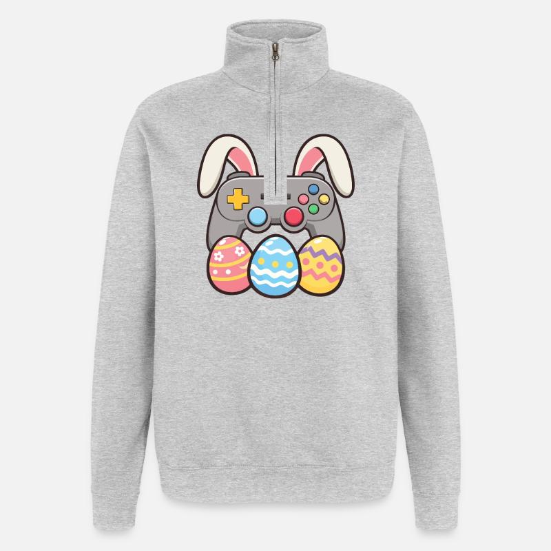 Bunny Gaming Controller Easter Gamer Fun - Quarter-Zip Sweatshirt - heather grey
