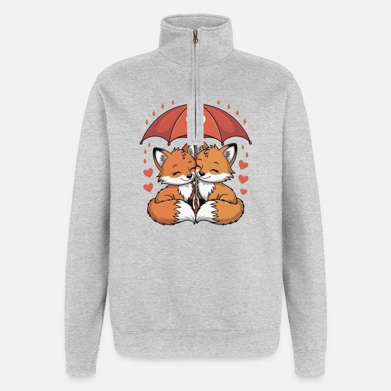 Amour du couple de comics Fox - Sweat à zip 1/4 - gris chiné