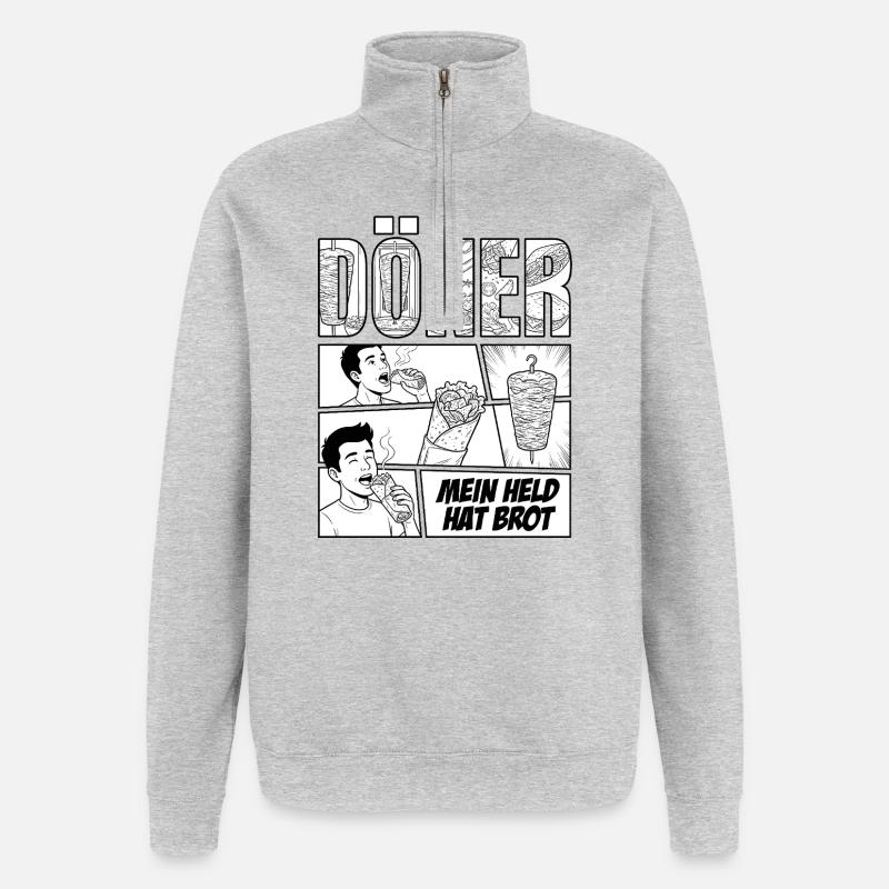 Döner Held – Comic - Quarter-Zip Sweatshirt - heather grey