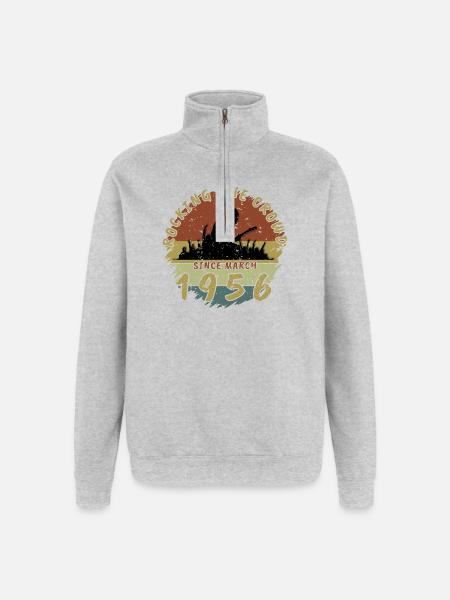 70-års fødselsdag Ryster publikum GIT 03/1956 - Sweatshirt med 1/4 lynlås - grå meleret