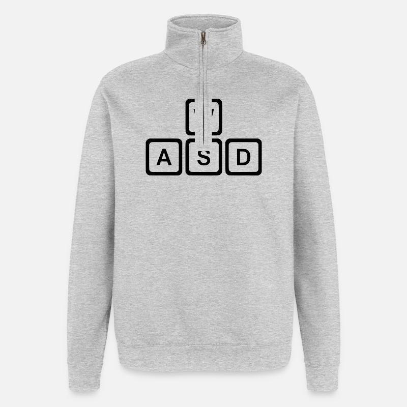 WASD Keys, PC Gaming Nerd Vector - Sweat à zip 1/4 - gris chiné