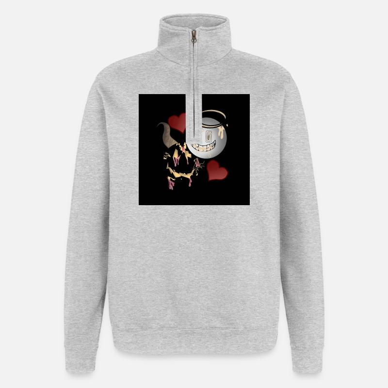 Engel und Teufel Design  - Quarter-Zip-Sweatshirt - Grau meliert