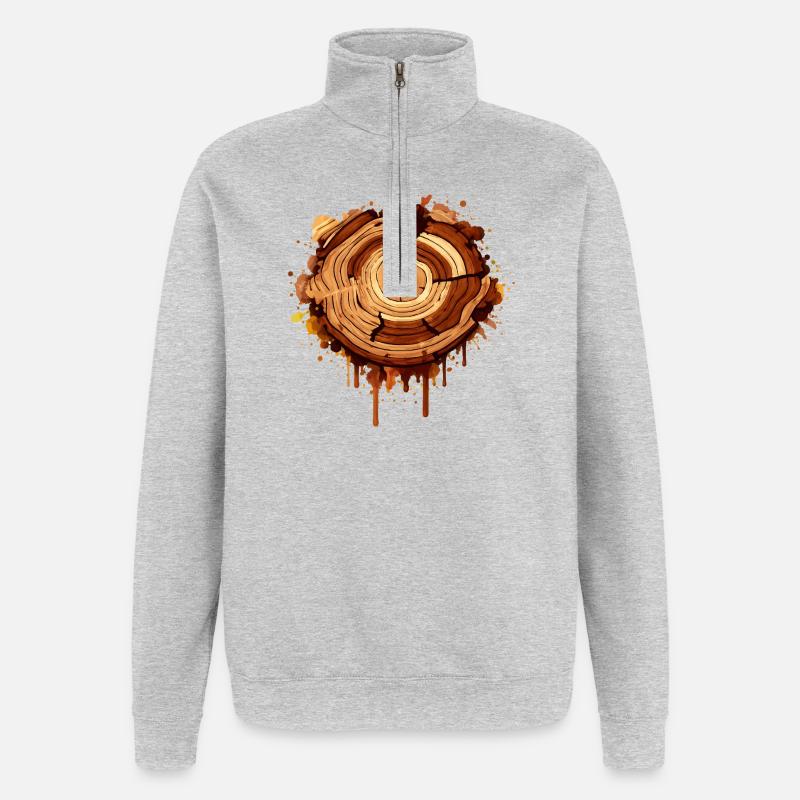 Baumscheibe im Graffiti Stil mit Farbklecksen  - Quarter-Zip-Sweatshirt - Grau meliert