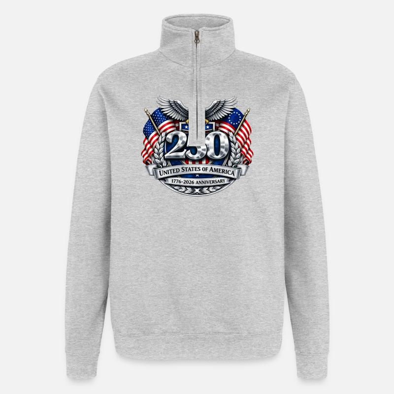 US 250th Anniversary Emblem - Quarter-Zip Sweatshirt - heather grey