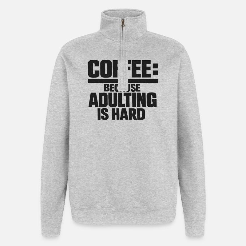 Kaffee Lustiger Spruch Kaffeetrinker Büro Müde - Quarter-Zip-Sweatshirt - Grau meliert